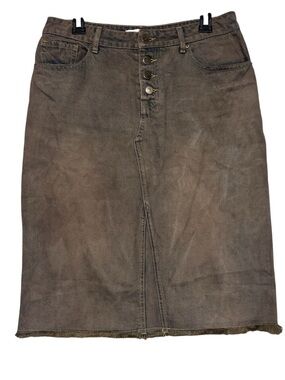 Main Street Exchange Brown Denim Jean Skirt Size 10 Long Modest 100% Cotton